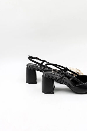 Kriste Bell İthal Gül Toka Abiye  Ayakkabı KB2201 Siyah Cilt