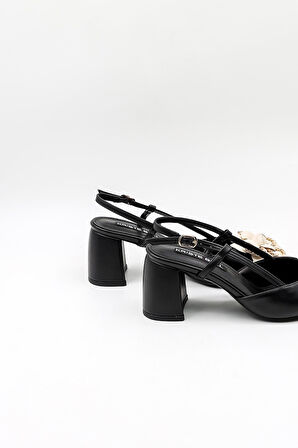 Kriste Bell İthal Gül Toka Abiye  Ayakkabı KB2201 Siyah Cilt