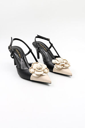 Kriste Bell İthal Gül Toka Kalın Topuklu Ayakkabı KB4003 Siyah