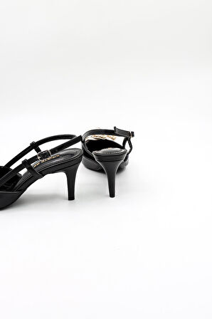 Kriste Bell İthal Gül Toka Kalın Topuklu Ayakkabı KB4003 Siyah