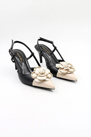 Kriste Bell İthal Gül Toka Kalın Topuklu Ayakkabı KB4003 Siyah