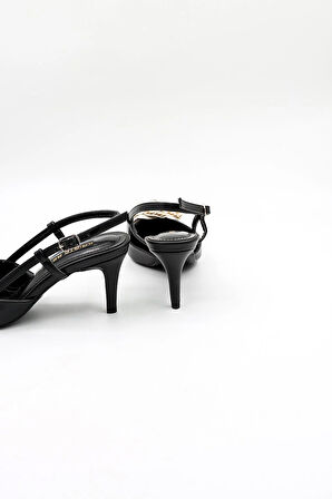 Kriste Bell İthal Gül Toka Kalın Topuklu Ayakkabı KB4003 Siyah