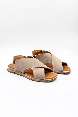 Kriste Bell Süet Deri Sandalet KB706 Suet Bej