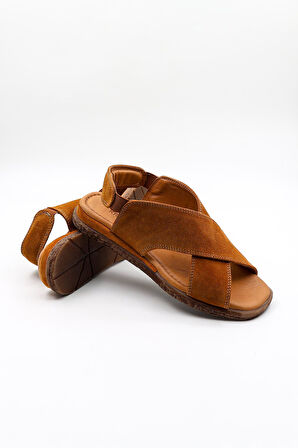 Kriste Bell Süet Deri Sandalet KB706 Suet Taba