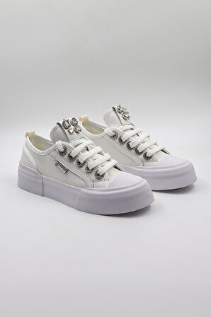 Kriste Bell Kadın Taşlı Sneakers KB0014 Beyaz