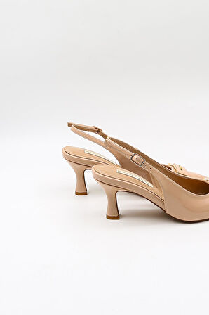 Kriste Bell Kadın Taş Detaylı Klasik Topuklu Ayakkabı KB20812081 Bej Rugan