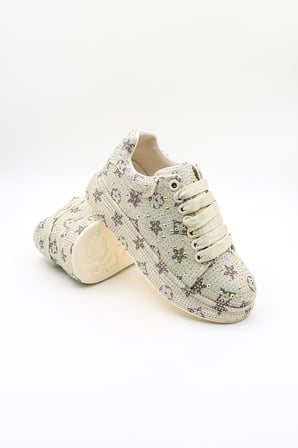 Guja İthal Taş Detaylı Bağcıklı Sneakers Kadın Spor Ayakkabı GJ451 Bej