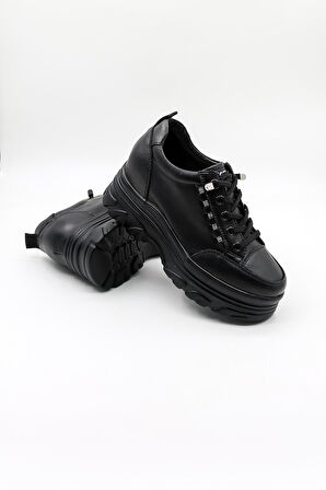 Guja İthal Dolgu Topuk Taş Detaylı Sneakers Kadın Spor Ayakkabı GJ361 Kömür