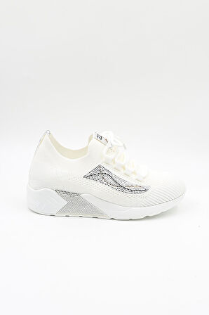 Guja İthal Triko Sneakers Kadın Spor Ayakkabı GJ301 Beyaz