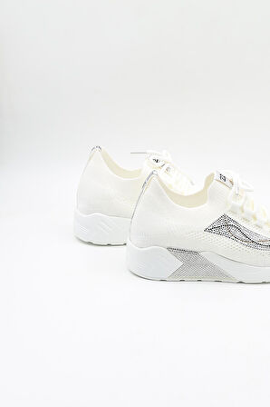 Guja İthal Triko Sneakers Kadın Spor Ayakkabı GJ301 Beyaz