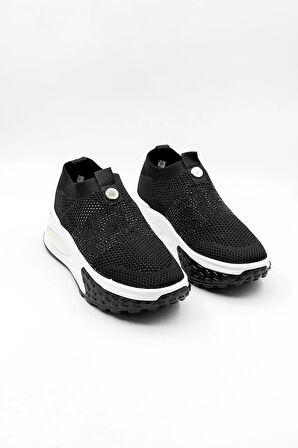 Guja İthal Triko Sneakers Kadın Spor Ayakkabı GJ305 Siyah