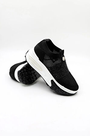 Guja İthal Triko Sneakers Kadın Spor Ayakkabı GJ305 Siyah