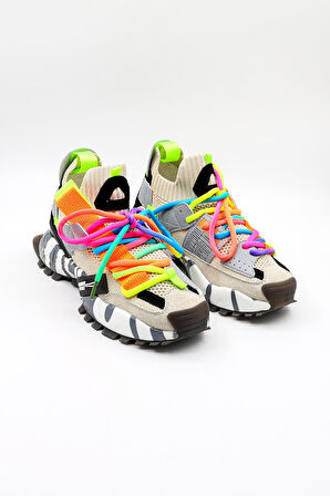 Guja İthal Bağcıklı  Sneakers Unisex Spor Ayakkabı GJ303 Bej