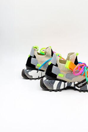 Guja İthal Bağcıklı  Sneakers Unisex Spor Ayakkabı GJ303 Bej