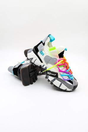 Guja İthal Bağcıklı  Sneakers Unisex Spor Ayakkabı GJ303 Beyaz