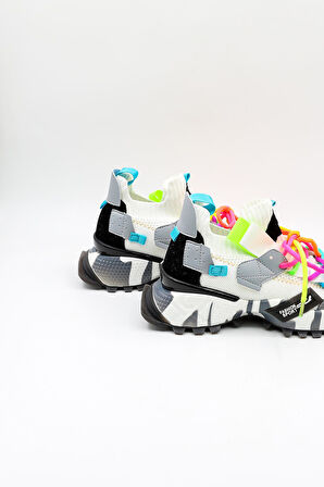 Guja İthal Bağcıklı  Sneakers Unisex Spor Ayakkabı GJ303 Beyaz