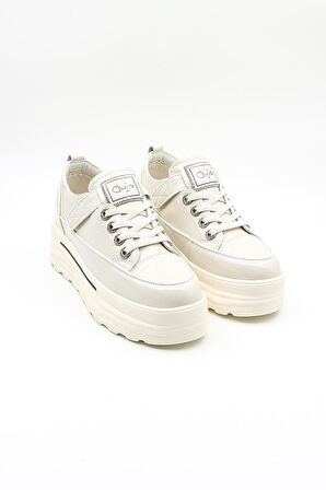 Guja İthal Dolgu Taban Sneakers Kadın Spor Ayakkabı GJ363 Bej
