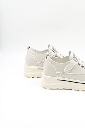 Guja İthal Dolgu Taban Sneakers Kadın Spor Ayakkabı GJ363 Bej