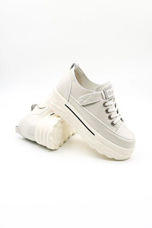 Guja İthal Dolgu Taban Sneakers Kadın Spor Ayakkabı GJ363 Bej