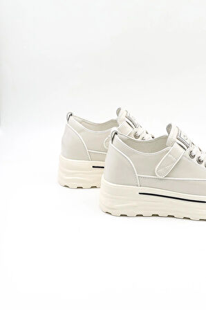 Guja İthal Dolgu Taban Sneakers Kadın Spor Ayakkabı GJ363 Bej