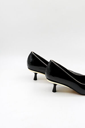 Park Moda Kısa Topuk Rugan Kadın Ayakkabı PM207 Siyah Rugan