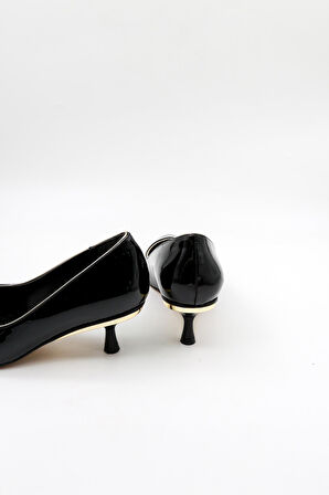 Park Moda Kısa Topuk Rugan Kadın Ayakkabı PM207 Siyah Rugan