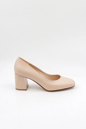 Park Moda Günlük Topuklu Kadın Ayakkabı PM371 Bej Cilt
