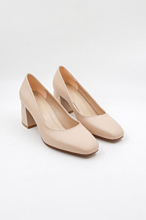 Park Moda Günlük Topuklu Kadın Ayakkabı PM371 Bej Cilt