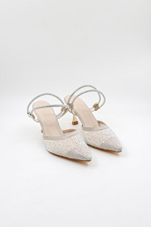 Park Moda Taşlı Kısa Kısa Topuklu Arkası Açık Abiye Kadın Terlik ve  Ayakkabı PM309 Dore