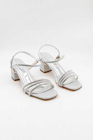 Park Moda Klasik Taşlı Abiye Kadın Ayakkabı PM309 Gümüş