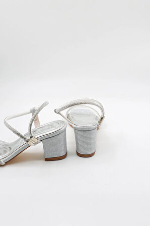 Park Moda Klasik Taşlı Abiye Kadın Ayakkabı PM309 Gümüş