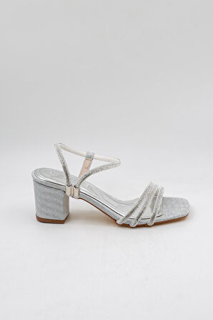 Park Moda Klasik Taşlı Abiye Kadın Ayakkabı PM309 Gümüş