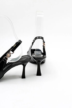 Park Moda Kadın Topuklu Klasik Ayakkabı PM492 Siyah Rugan