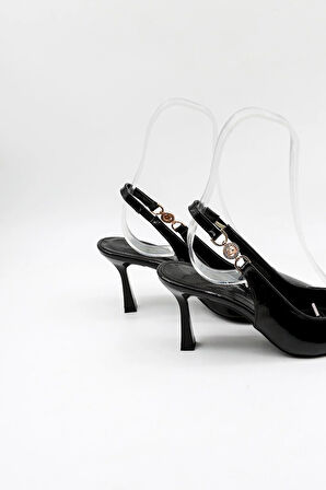 Park Moda Kadın Topuklu Klasik Ayakkabı PM492 Siyah Rugan