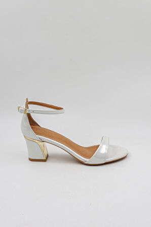 Park Moda Kısa Topuklu Tek Bantlı Abiye Şık Kadın Ayakkabı PM520 Sedef