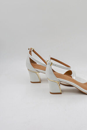 Park Moda Kısa Topuklu Tek Bantlı Abiye Şık Kadın Ayakkabı PM520 Sedef