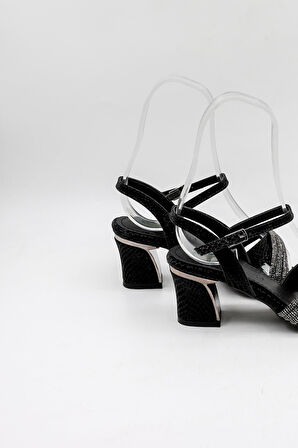 Park Moda Kalın Topuklu Taşlı Kadın Abiye Ayakkabı PM520 Siyah