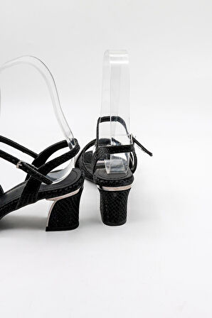 Park Moda Kalın Topuklu Taşlı Kadın Abiye Ayakkabı PM520 Siyah