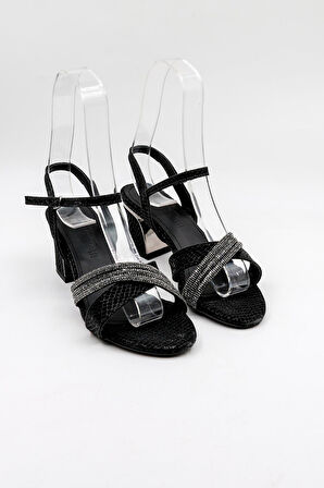 Park Moda Kalın Topuklu Taşlı Kadın Abiye Ayakkabı PM520 Siyah