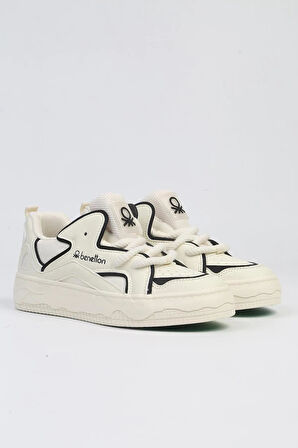 United Colors of Benetton Ithal Kadın Sneaker Ayakkabı BNT10100 Bej Siyah