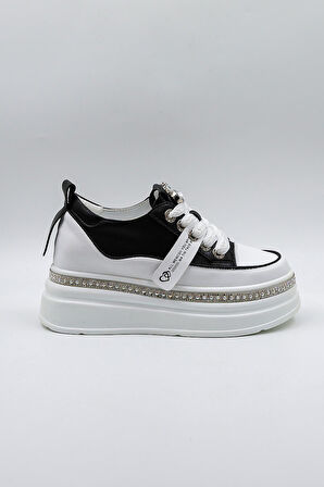 Kriste Bell Yüksek Taban Taş Detaylı İthal Kadın Spor Ayakkabı  KB0002 Siyah