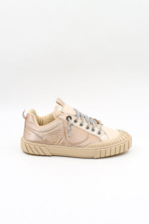 Kriste Bell  Paraşüt Kumaş Taşlı Bağcıklı Sneaker Kadın Spor Ayakkabı  KB2304 Vizon