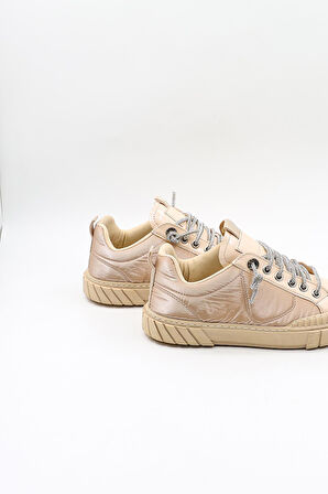 Kriste Bell  Paraşüt Kumaş Taşlı Bağcıklı Sneaker Kadın Spor Ayakkabı  KB2304 Vizon