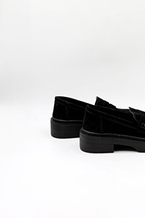 Kriste Bell Tokalı Süet Günlük Klasik Ayakkabı KB5004 Siyah