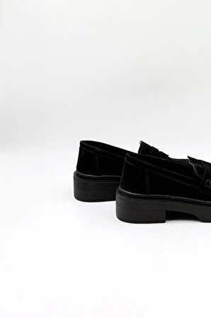 Kriste Bell Tokalı Süet Günlük Klasik Ayakkabı KB5004 Siyah