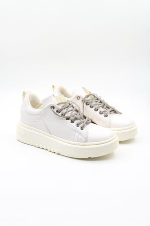 Kriste Bell Yüksek Taban Taşlı Bağcıklı Sneaker Kadın Spor Ayakkabı  KB6002 Beyaz
