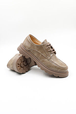 Kriste Bell Bağcıklı Klasik ve Günlük Kadın Ayakkabı KB268 Vizon