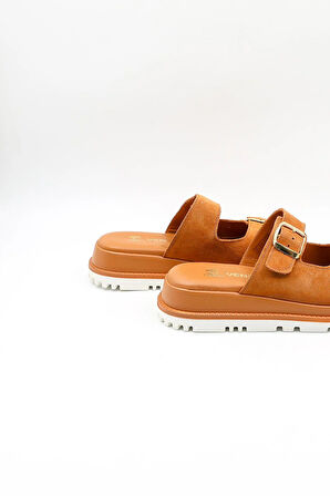 Venüs Kadın Yazlık Kemer Detaylı Deri Terlik VN470009Y Taba