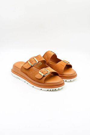 Venüs Kadın Yazlık Kemer Detaylı Deri Terlik VN470009Y Taba