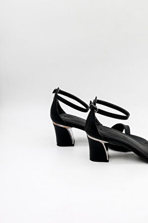 Park Moda Kısa Topuklu Tek Bantlı Abiye Şık Kadın Ayakkabı PM520 Siyah